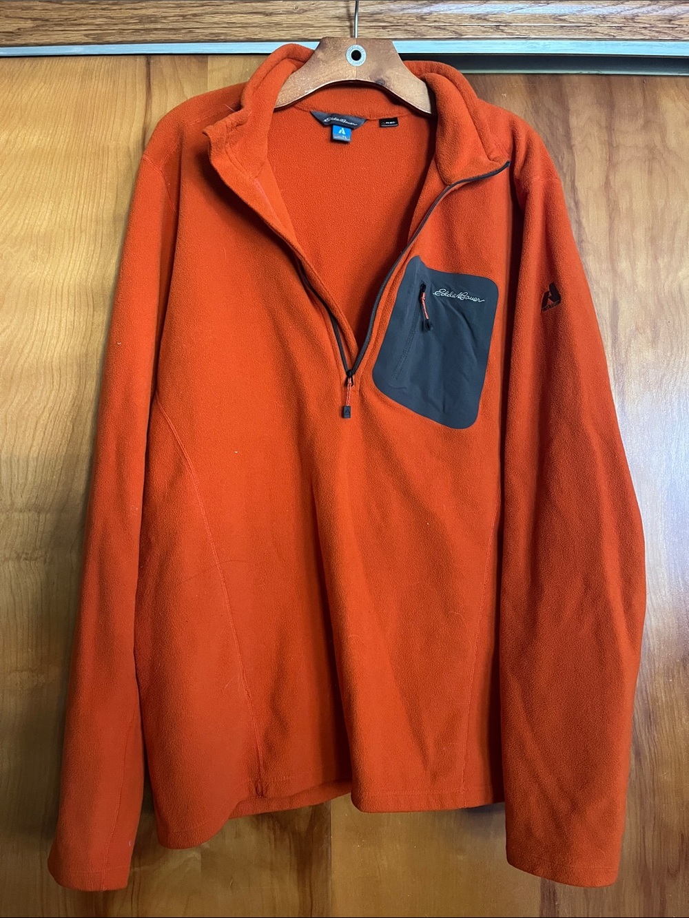 Eddie Bauer Orange Half-Zip Fleece Pullover with Chest Pocket